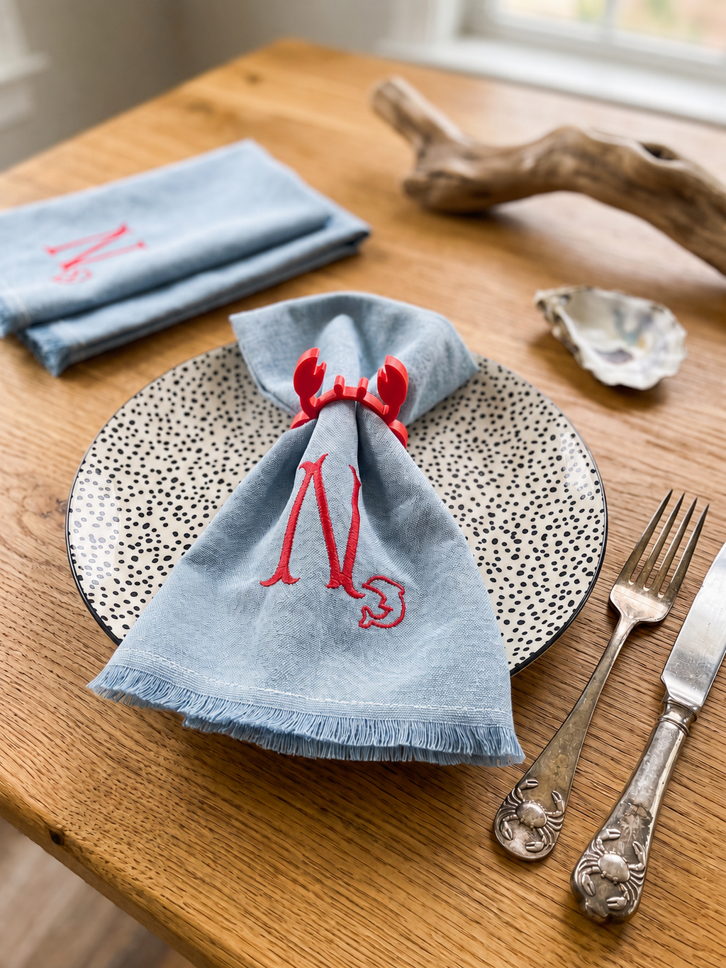 Personalized Embroidered Linen Napkins – Monogram & Custom Name