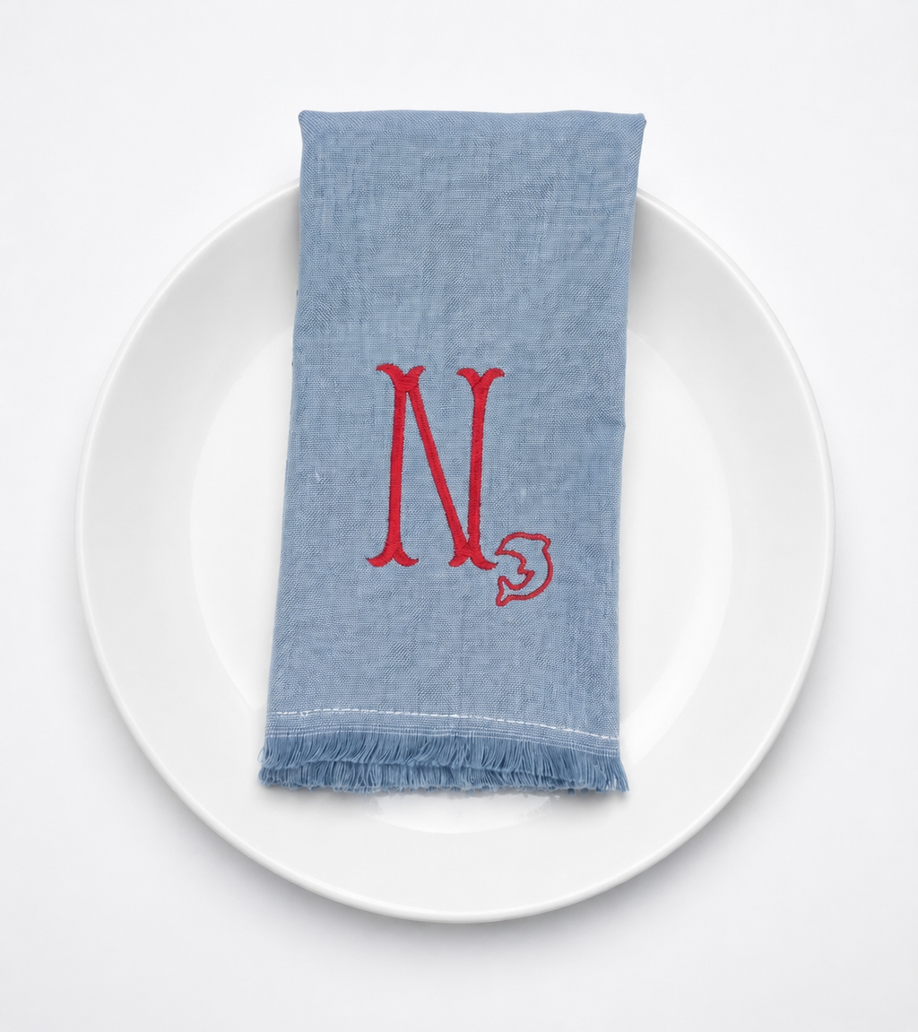 Personalized Embroidered Linen Napkins – Monogram & Custom Name