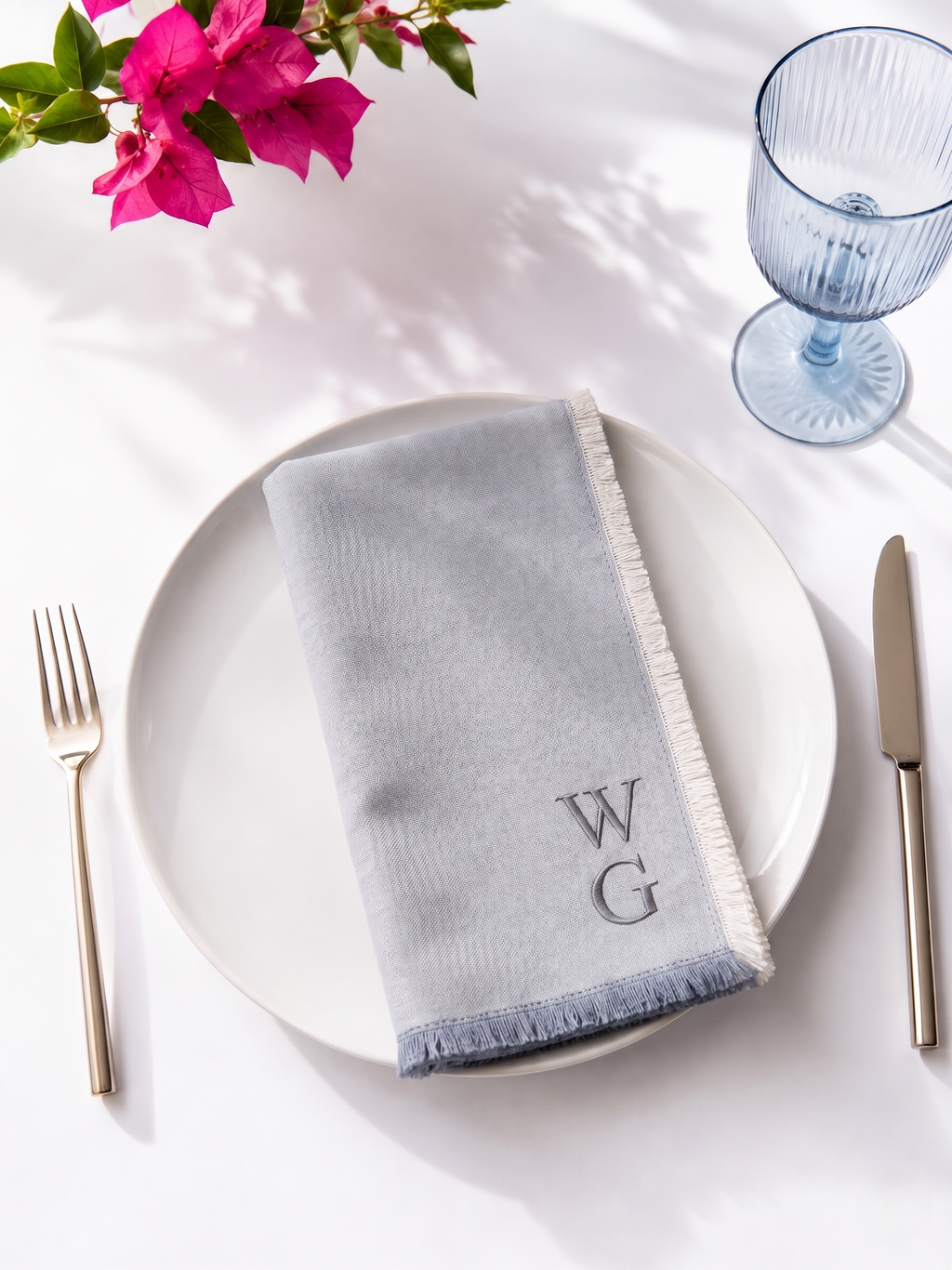 Elegant Monogrammed Linen Napkins | Custom Embroidered 18x18 Napkins