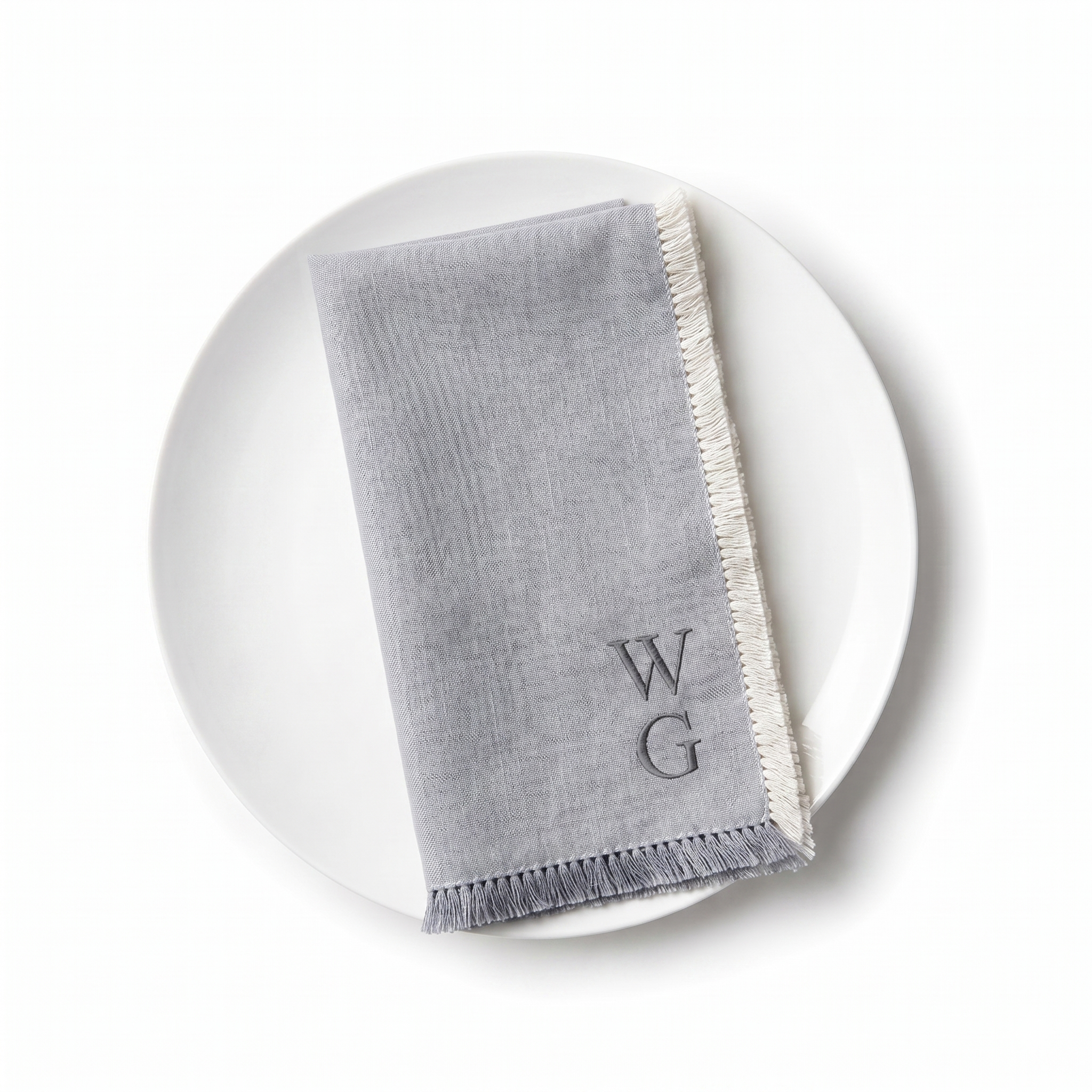 Elegant Monogrammed Linen Napkins | Custom Embroidered 18x18 Napkins