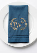Country Style Monogrammed Linen Napkins | Custom Embroidered 18x18 Napkins