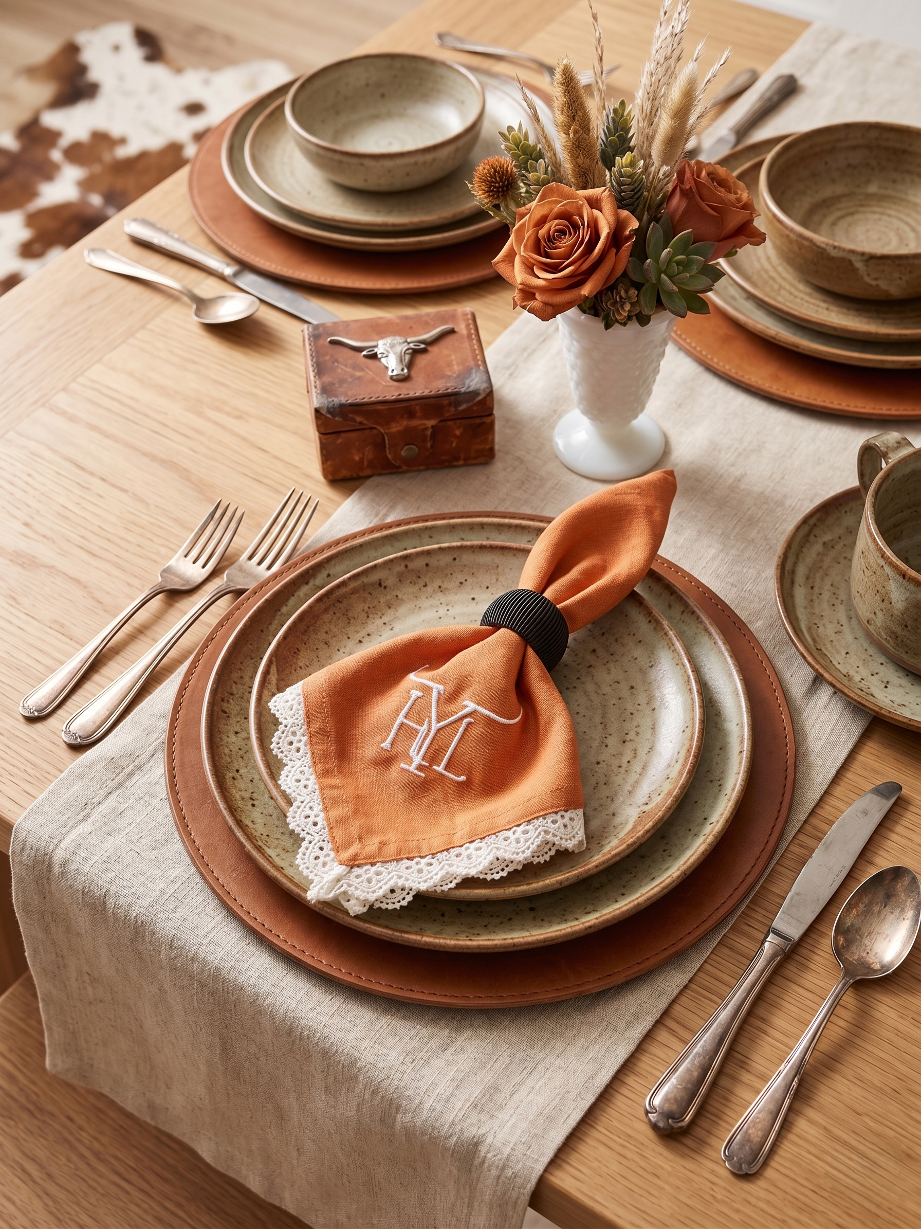 Custom Ranch Brand Embroidered Napkins – Personalized Cattle Brand Linen Napkins