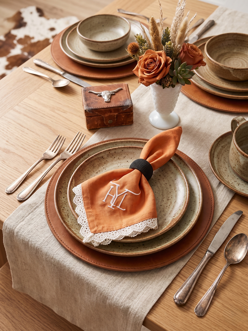 Custom Ranch Brand Embroidered Napkins – Personalized Cattle Brand Linen Napkins