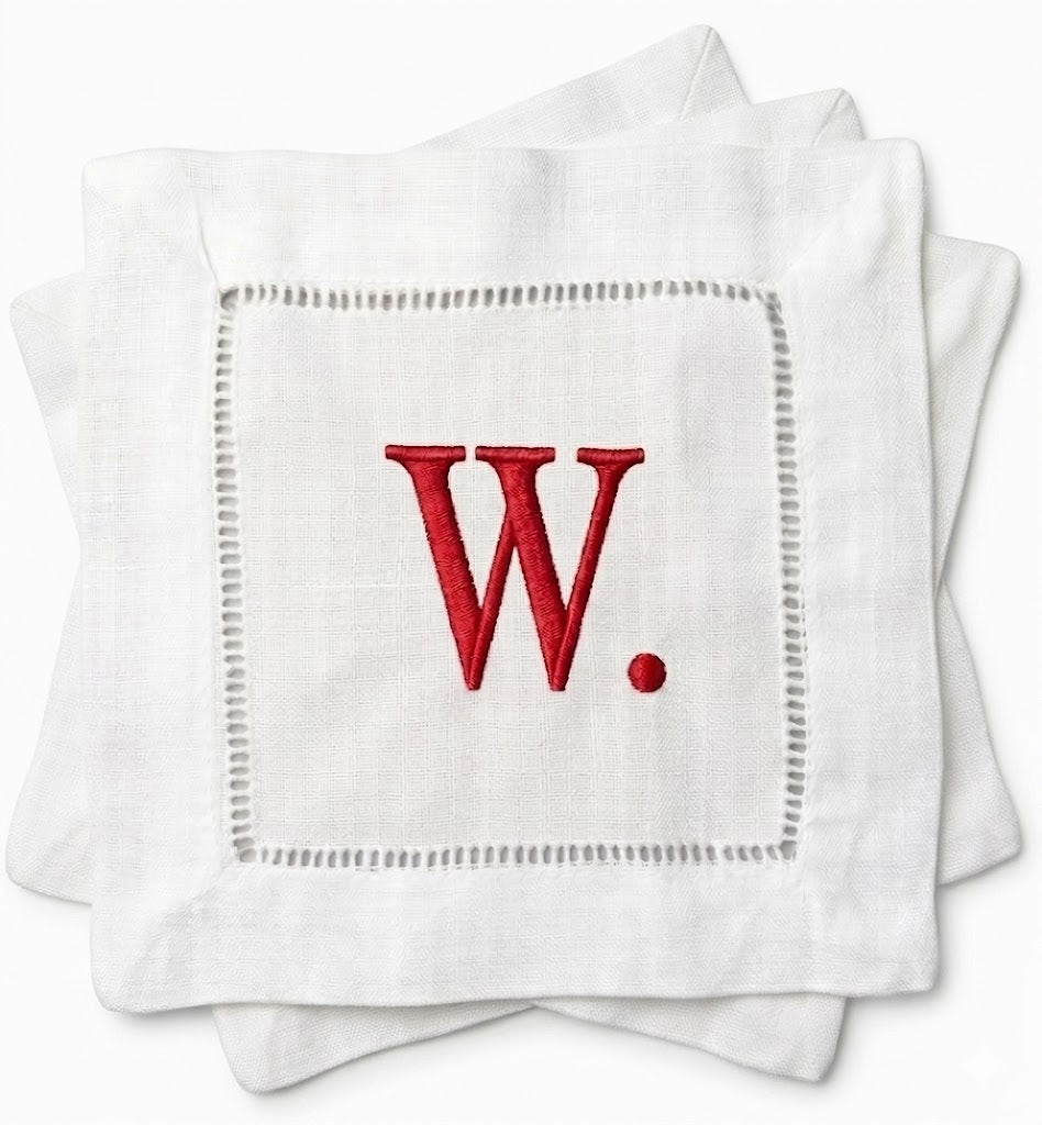 Personalized Monogram Linen Cocktail Napkins – Custom Initial | Set of 4