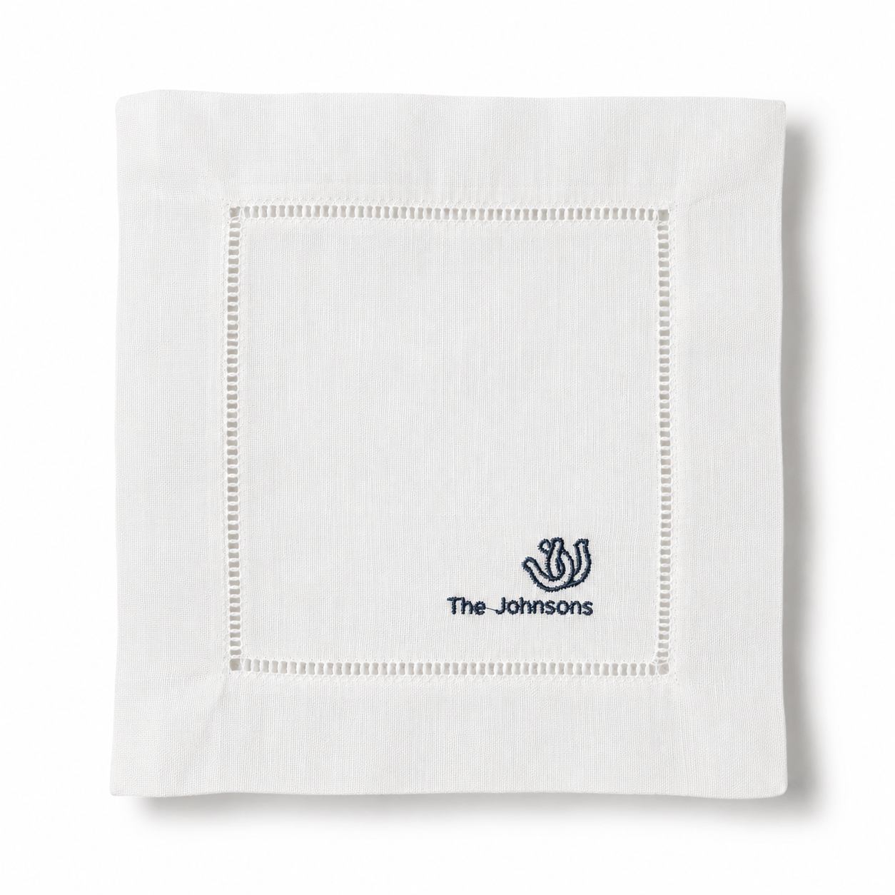 Personalized Linen Cocktail Napkins | Country Rustic Embroidered Napkins | Custom Family Name Cocktail Napkins | Hostess Gift
