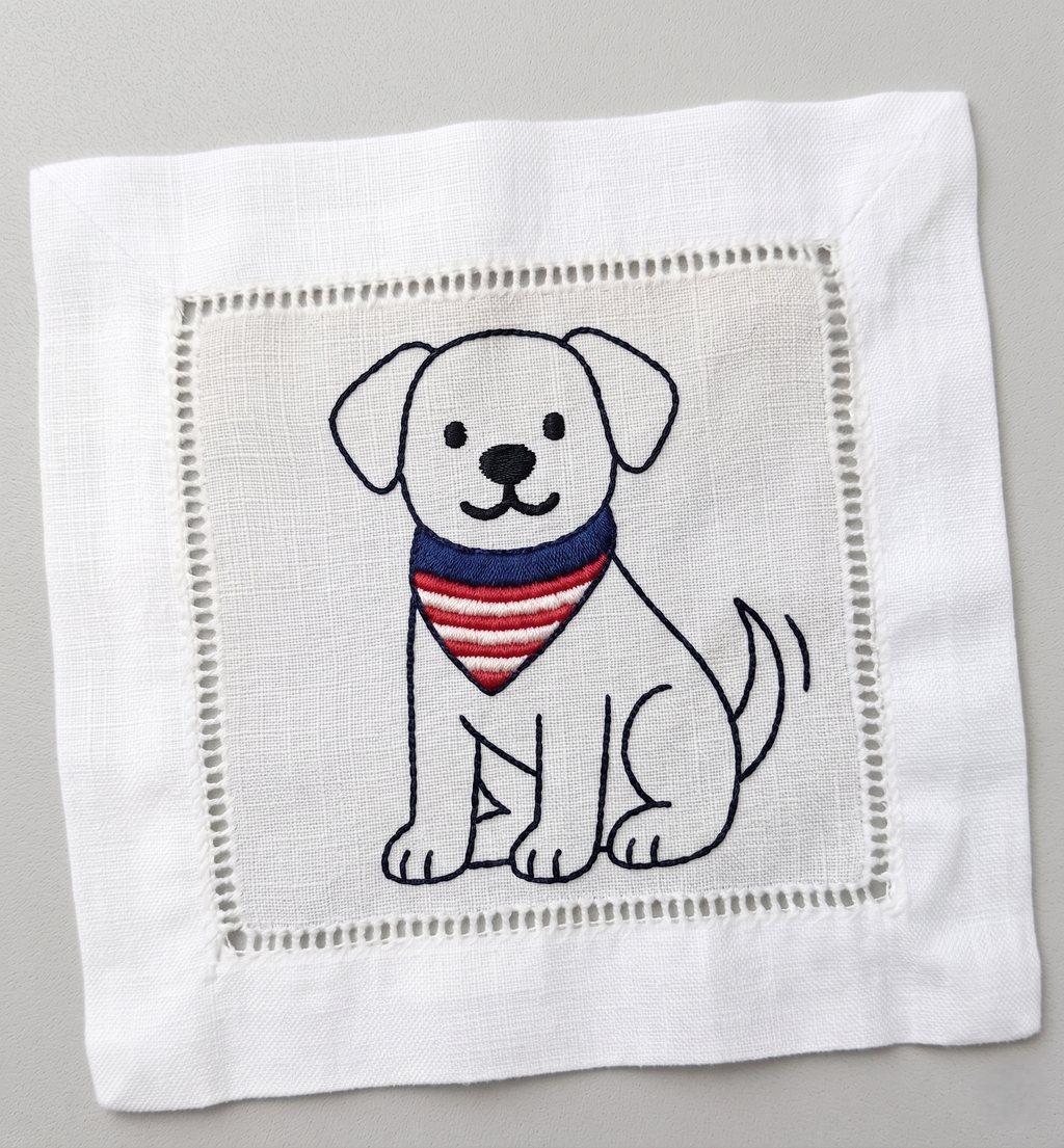 White Linen Cocktail Napkins – Patriotic Fourth of July Collection | Set of 4 Designs