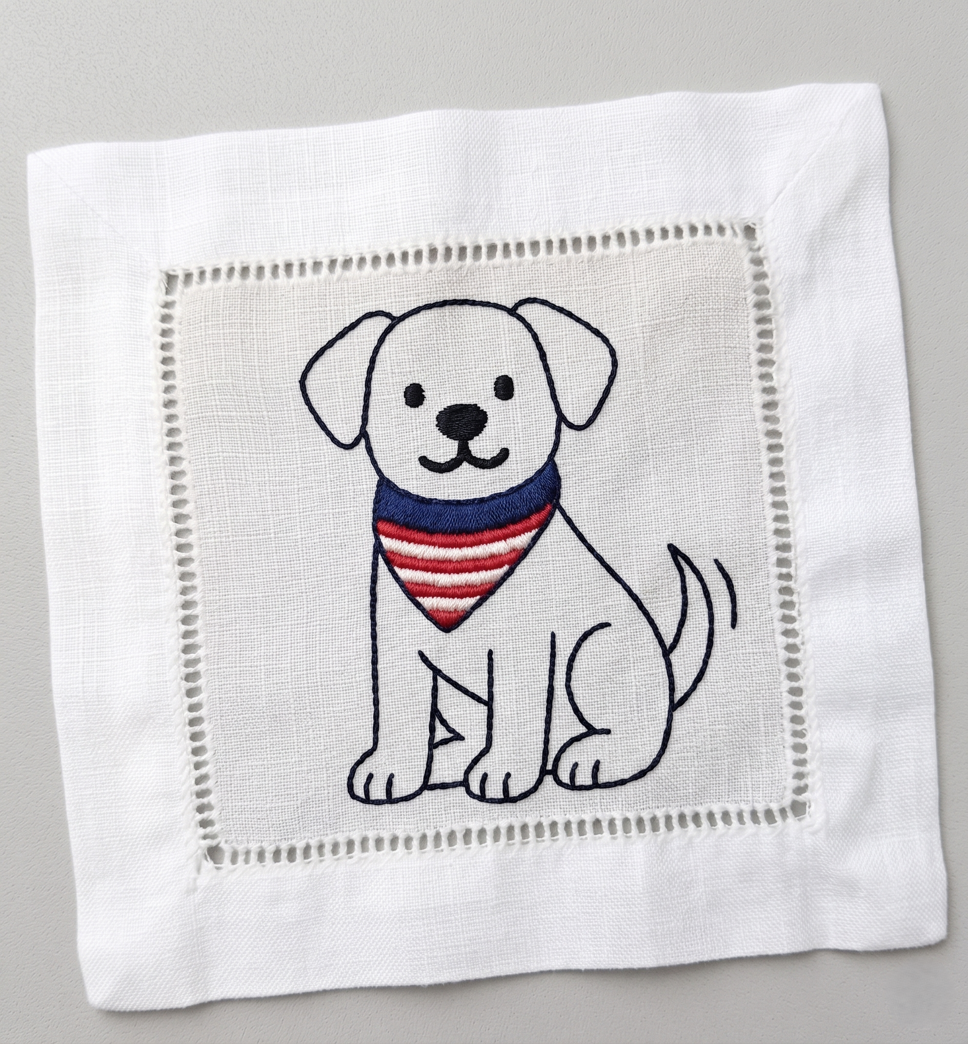 White Linen Cocktail Napkins – Patriotic Fourth of July Collection | Set of 4 Designs