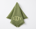 Monogram Fringe Linen Napkins (Green) | Set of 6