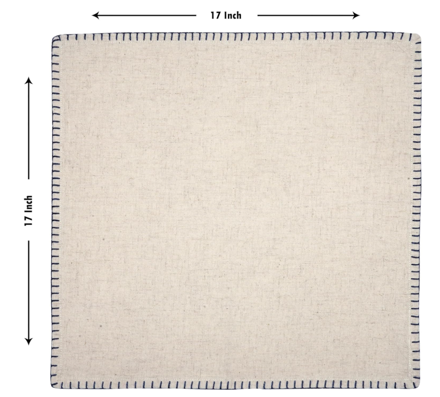 Set of 6 Custom Monogrammed Linen Napkins | Elegant Wedding Table Linens Navy Blue